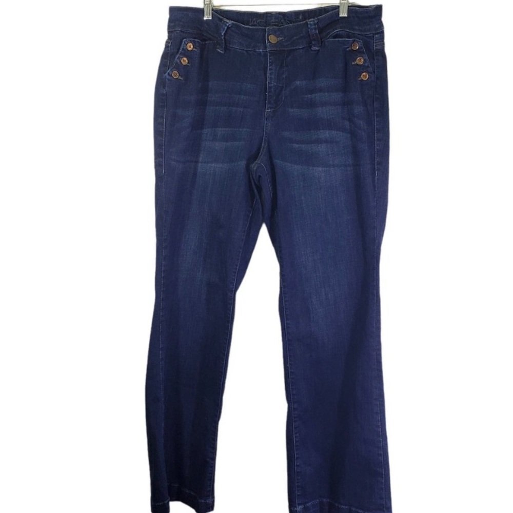 JAG JEANS Women's 18W Blue Solid Wide Leg, Mid-Rise, Sailor Style Jeans EUC
